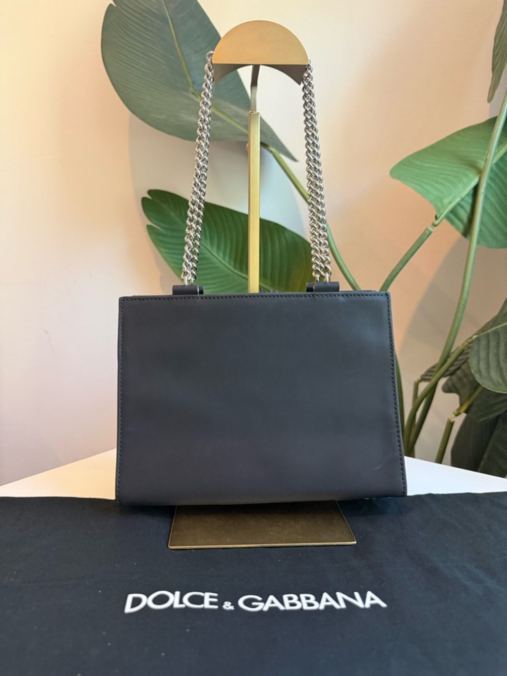 F/W 1995 Dolce & Gabbana Runway ID Bar Logo Chain Black Nylon Shoulder Bag - Picture 6 of 11